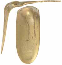 French Fusil Fin Buttplate, wax cast brass

Overall length 5-1/8", width 2", comb 5"